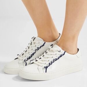 Tory Sport White Leather Sneaker with Navy Lining